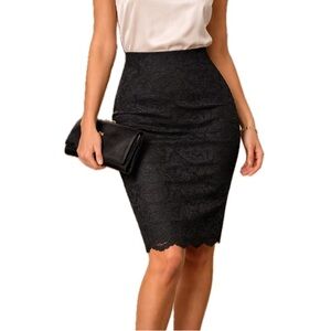 Cache Black Lace Pencil Skirt, 12